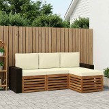 vidaXL Set de canapele de exterior cu pernă 4 pcs Natural și Crem 3384211