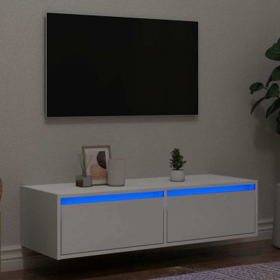 vidaXL Dulap TV cu lumini LED alb 100X35,5x25 cm foto