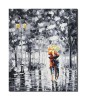 Tablou pictat manual, Noi doi sub o umbrela, stilizat - 60x50cm ulei pe panza in cutit efect 3D