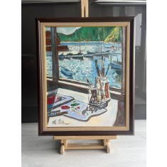 Interpretare Mike Hall &ndash; tablou marin contemporan, ulei pe p&acirc;nză, 40 &times; 50 cm