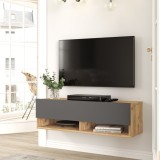 Comoda TV cu 2 usi Laitila 29,5x100x31,5cm stejar rustic/antracit [en.casa] HausGarden Leisure