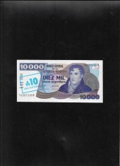 Rar! Argentina 10 australes pe 10000 pesos argentinos 1985 seria94507105 aunc