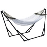 Hamac Poliester cu Suport Otel, Husa, Alb, 263x89x100 cm, ART - Interior/Exterior, Pliabil, 120kg
