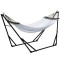 Hamac poliester cu suport otel, husa, alb, 263x89x100 cm