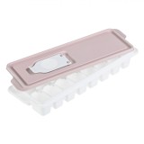 Cutie Cuburi de Gheață, Model 16 Compartimente, Plastic, Capac Roz, 26.5x9.5x3.7cm, Oem
