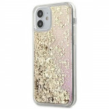 Husa de protectie telefon Guess pentru Iphone 12 Mini, Model Licquid Glitter Gradient, Plastic TPU, GUHCP12SLG4GGPIGO, Auriu