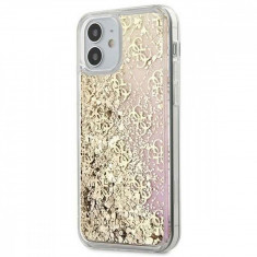 Husa de protectie telefon Guess pentru Iphone 12 Mini, Model Licquid Glitter Gradient, Plastic TPU, GUHCP12SLG4GGPIGO, Auriu