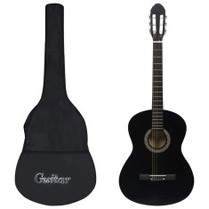 Chitară clasică pentru &icirc;ncepători, cu husă, negru, 4/4 39&quot;