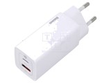 Alimentator Baseus 65W USB-C USB-A &icirc;ncărcare rapidă PD 3.0 alb