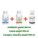 Antibiotic natural păsări Vita Biotic 100 ml + Calciu pentru păsări Bio Vita CD Phos 100 ml + Complex nutritiv Promotor L 47.0 100 ml