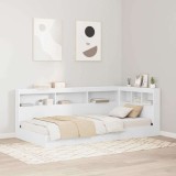 Pat cu raft alb 90 x 200 cm, din lemn compozit