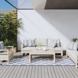 Cumpara ieftin Covor de exterior, bleumarin/alb, 80x250 cm, design reversibil