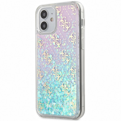 Husa Plastic - TPU Guess 4G Liquid Glitter Iridescent pentru Apple iPhone 12 Pro Max, Multicolor GUHCP12LLG4GGBLPI foto