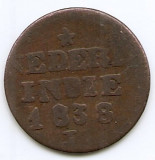 Indiile de Est Olandeze 1 Cent/Duit 1838 - Willem I, Cupru, 20.5 mm KM-290, Asia, Cupru (arama)