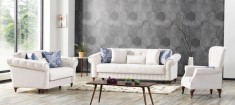 Set 3+2+1 Ibiza Lada Depozitare Tapitat Catifea Crem