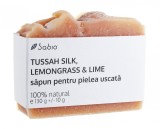 Sapun natural pentru pielea uscata cu tussah silk + lemongrass si lime, 130g, Sabio