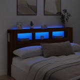 Tablie de pat cu LED, stejar maro, 180x18,5x103,5 cm, lemn GartenMobel Dekor, vidaXL