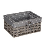 Cos depozitare K005-1, sfoara de hartie + material textil, dimensiuni diferite, set 3 bucati