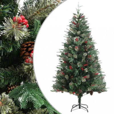 Brad de Crăciun cu conuri de pin, verde, 195 cm, PVC&amp;amp;PE foto