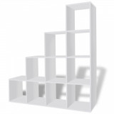 Biblioteca tip scara/Raft de expunere, alb, 142 cm