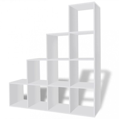 Biblioteca tip scara/Raft de expunere, alb, 142 cm foto