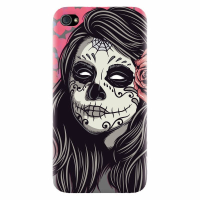 Husa silicon pentru Apple Iphone 4 / 4S, Mexican Girl Skull foto