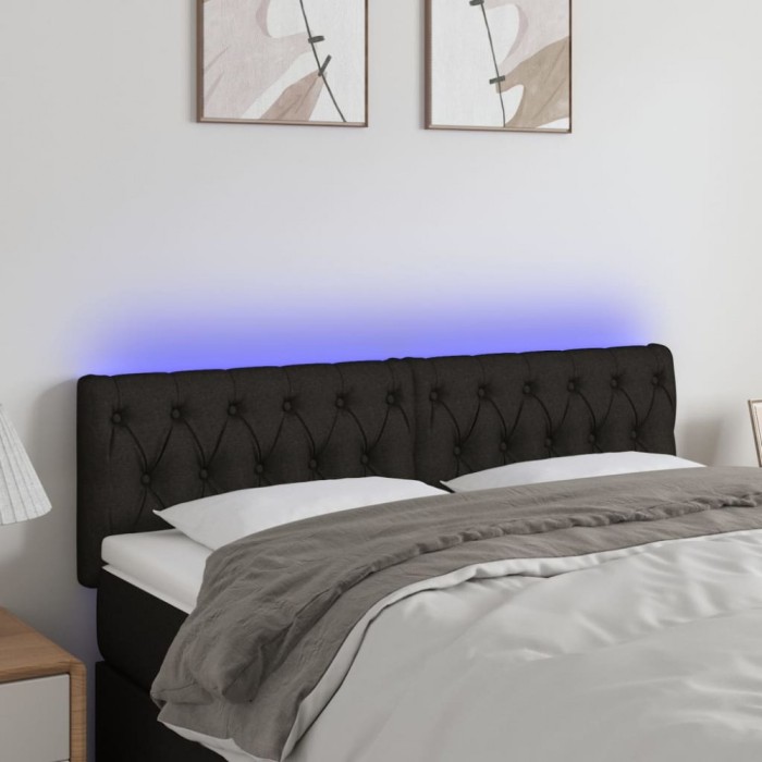Gossi tablie de pat cu led, negru, 160x7x78/88 cm, textil