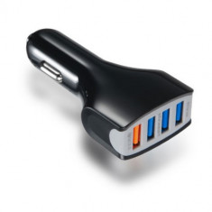 Incarcator Auto cu Incarcare Rapida Last Impact®, 4 Porturi USB, Fast Charger, Incarcare rapida, Negru