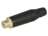 Mufă RCA Mamă Lipire Aurită Neagră 3-7mm