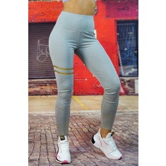 E1040-187 Colanti fitness cu imprimeu auriu