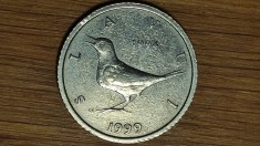 Croatia - moneda de colectie aniversara - 1 kuna 1999 - aniversare 5 ani de kuna - privighetoare