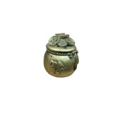Vasul Prosperitatii cu monede si funda, Feng Shui, 6.4 cm