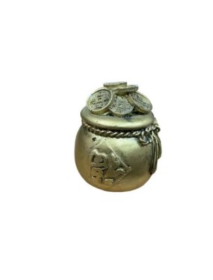 Vasul Prosperitatii cu monede si funda, Feng Shui, 6.4 cm foto