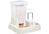 Dispenser m&acirc;ncare/apă pentru animale, 2in1, albastru