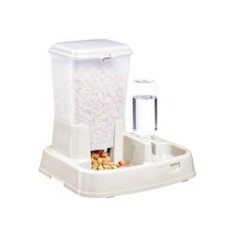 Dispenser m&acirc;ncare/apă pentru animale, 2in1, albastru