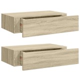 Cumpara ieftin Dulapuri de perete cu sertar, 2 buc., stejar, 40x23,5x10 cm MDF