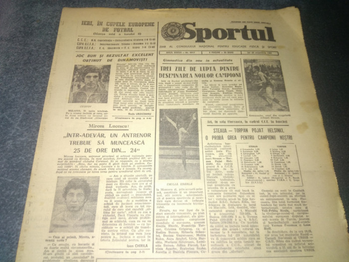 ZIARUL SPORTUL 22 OCTOMBRIE 1981