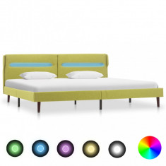 Cadru de pat cu LED-uri, verde, 180 x 200 cm, material textil foto