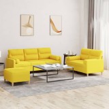 VidaXL Set de canapele cu perne, 3 piese, galben deschis, textil