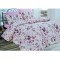 Set Lenjerie Pat cu Pilota Asortata, Bumbac, 7 piese, 2 Persoane, Alb Mov, Inflorat