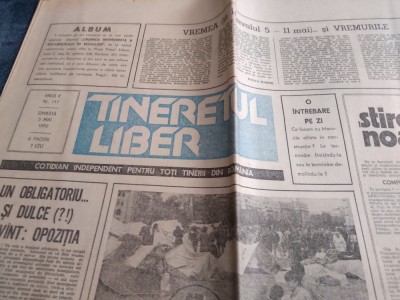 ZIARUL TINERETUL LIBER NR 111 5 MAI 1990 foto