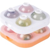 Set 2 forme sfere de gheata pentru wiskey si cocktail-uri Flippy, 4 sfere, material plastic/silicon alimentar, diametru 6.5 cm, cu orificiu tip palnie