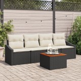 vidaXL Set de Sofa de Grădină 5 pcs Negru, alb 55 x 55 x 37 cm