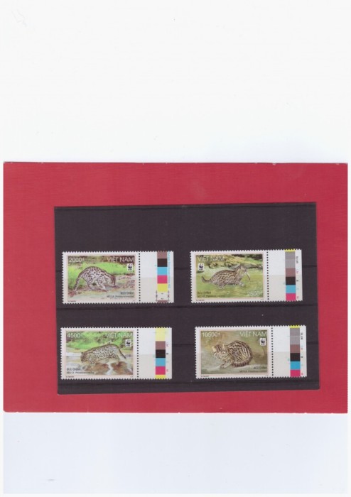 WWF 456=VIETNAM 2010-Serie de 4 timbre nestampilate -Fishing cat