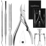 Kit pentru unghii &icirc;ncarnate Soulima, 6 piese din inox cu cutie