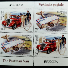 ROMANIA 2013 Europa Vehicule postale - Bloc 4 timbre MNH - LP 1979 a - cota 39,9