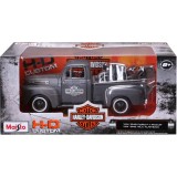 Set masina si motocicleta, Maisto, H-D Custom, 1948 Ford F1 Pick Up si 1942 WLA Flathead, 1:24