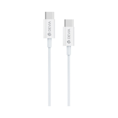 Cablu Devia Full 1m USB TYPE C - USB TYPE C Alb 3A 60W foto