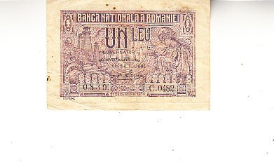 M1 - Bancnota Romania - 1 leu - emisiune 21 decembrie 1938 foto