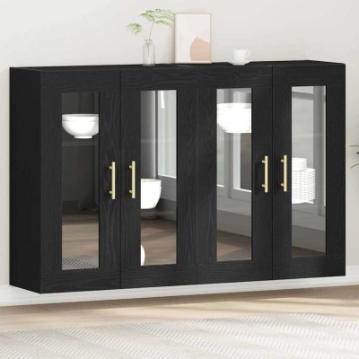 vidaXL Dulap montat pe perete 2 pcs Stejar negru 69.5 x 34 x 90 cm foto